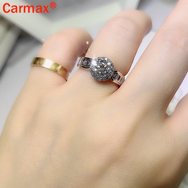Nhẫn Hở Hình Vương Miện Moissanite Thời Trang Cho Nữ