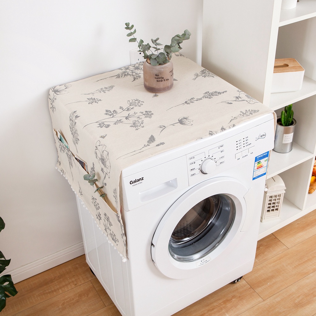 Tấm phủ chống bụi kích thước 70x170cm họa tiết hoa cho máy giặt/ tủ lạnh