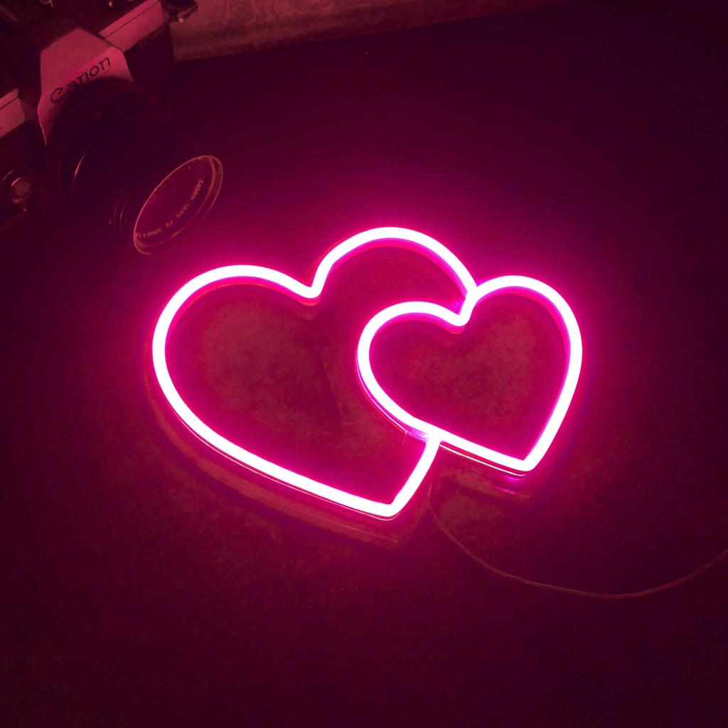 Đèn led Neon trang trí | Hình trái tim | 25x15cm | Decor phòng ngủ | Đèn ngủ | Quà Tặng Cực Chất , Led 12V- MIXJ