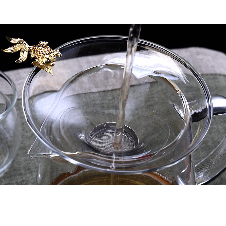 Lọc trà thủy tinh tay cá vàng
