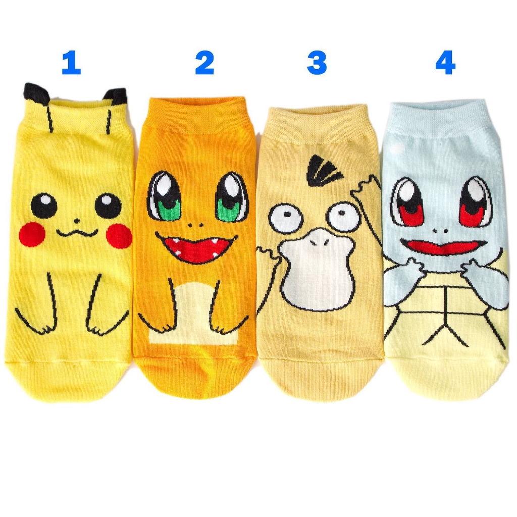 Pokémon🌸Vớ Cotton họa tiết hoạt hình Pikachu phong cách Hàn quốc cho cặp đôi