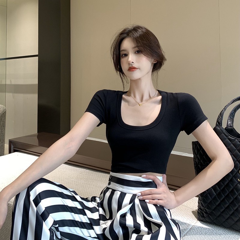 Áo Croptop Thun Gân Trơn Basic LSEOUL A2459 Thoáng Mát Trẻ Trung Năng Động