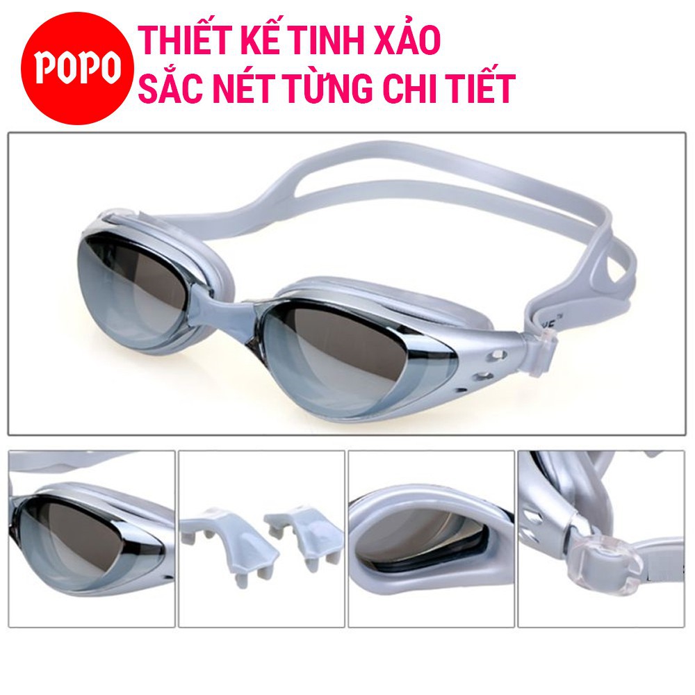 Kính bơi cận có độ thị 1.5 đến 8.0 POPO 610 kiếng người lớn nam nữ chống UV, sương mờ