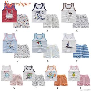 Bộ đồ gồm áo ba lỗ + quần short thời trang mùa hè họa tiết hoạt hình đáng yêu cho bé trai