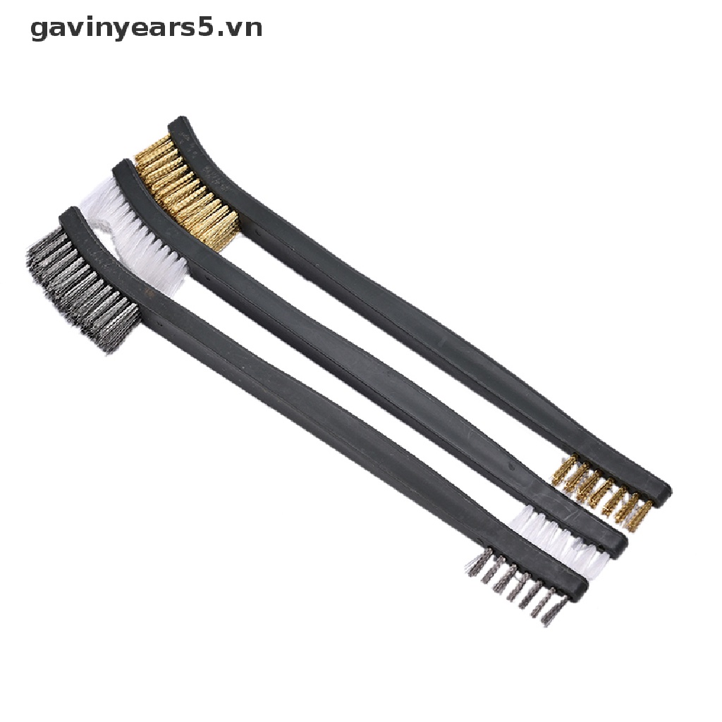 Set 3 bàn chải bằng đồng thau mini vệ sinh đa năng