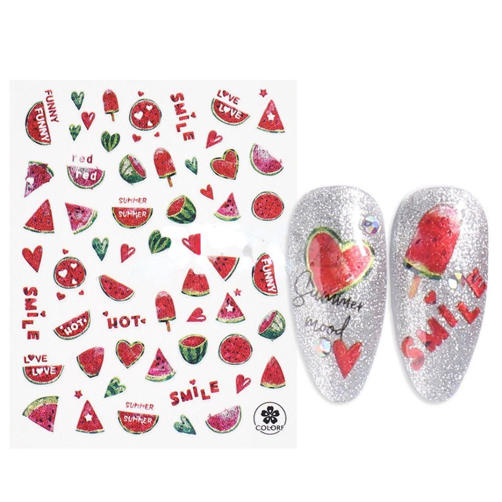 Miếng Dán Trang Trí Móng Tay Hình Lá Mùa Hè Màu Laser DIY