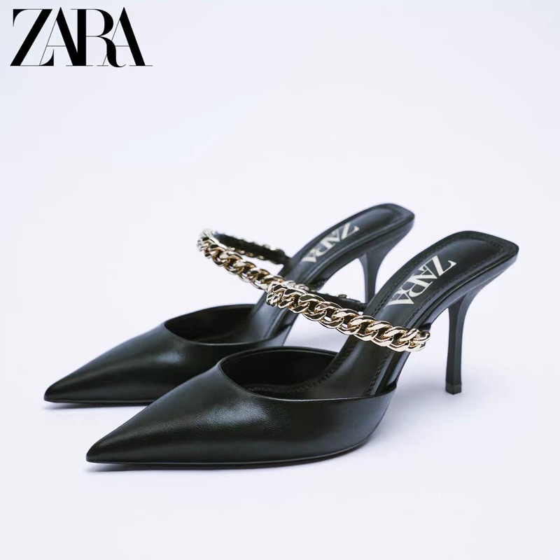GIÀY CAO GÓT ZARA MÀU ĐEN QUAI XÍCH HÀNG TUỒN