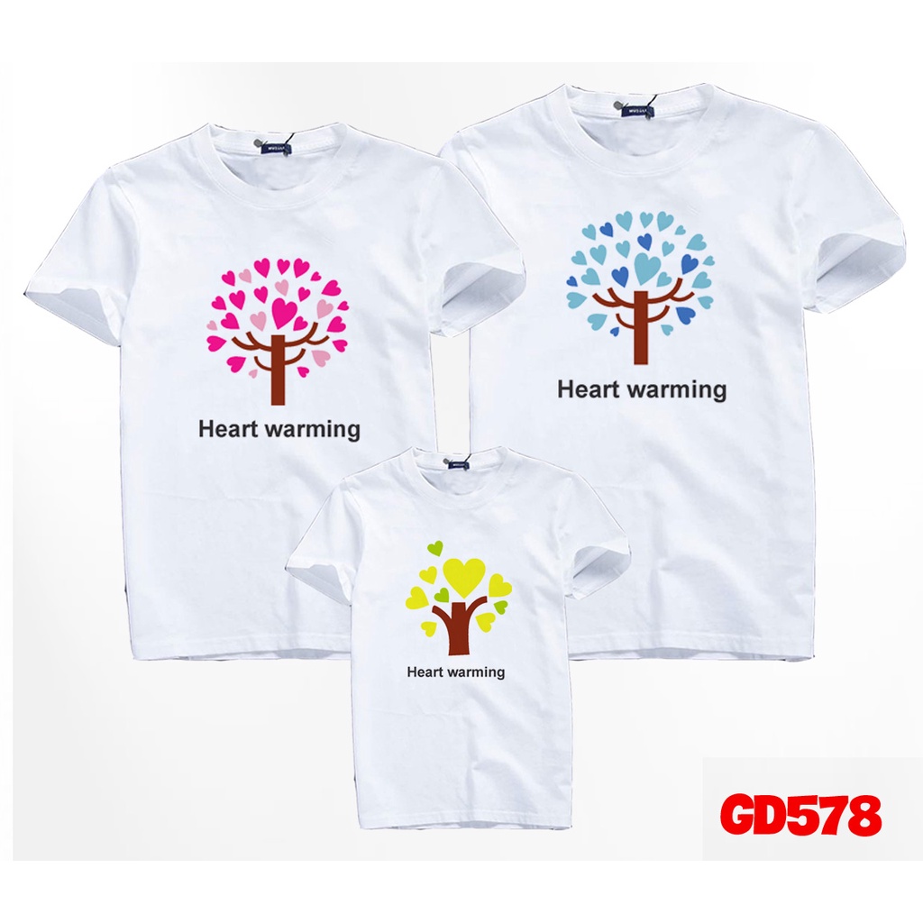 Áo Gia Đình Màu Trắng Mùa Hè In Heart Warming - KTQN TSHIRT AND UNIFORM