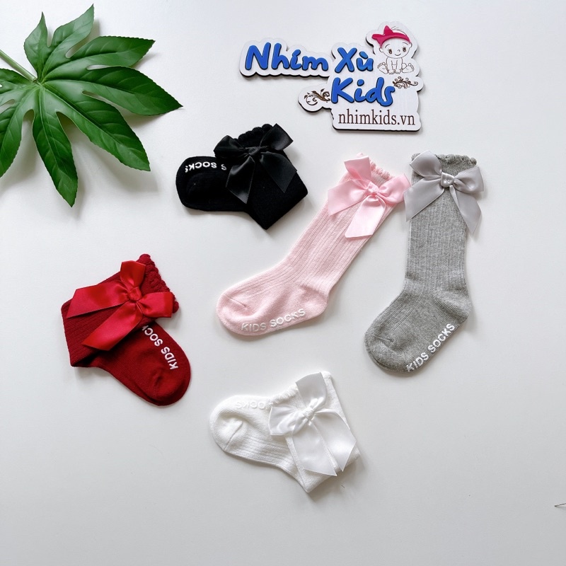 Tất Nơ Bé Gái Sơ Sinh Đến 12kg, Tất Lửng Xinh Xắn Nhiều Màu