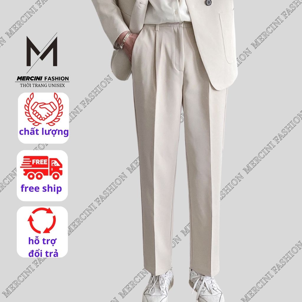 Quần baggy Nam MERCINI quần nam cạp cao ống rộng dáng suông thiết kế xếp nếp phong cách trẻ trung Hàn Quốc QD24