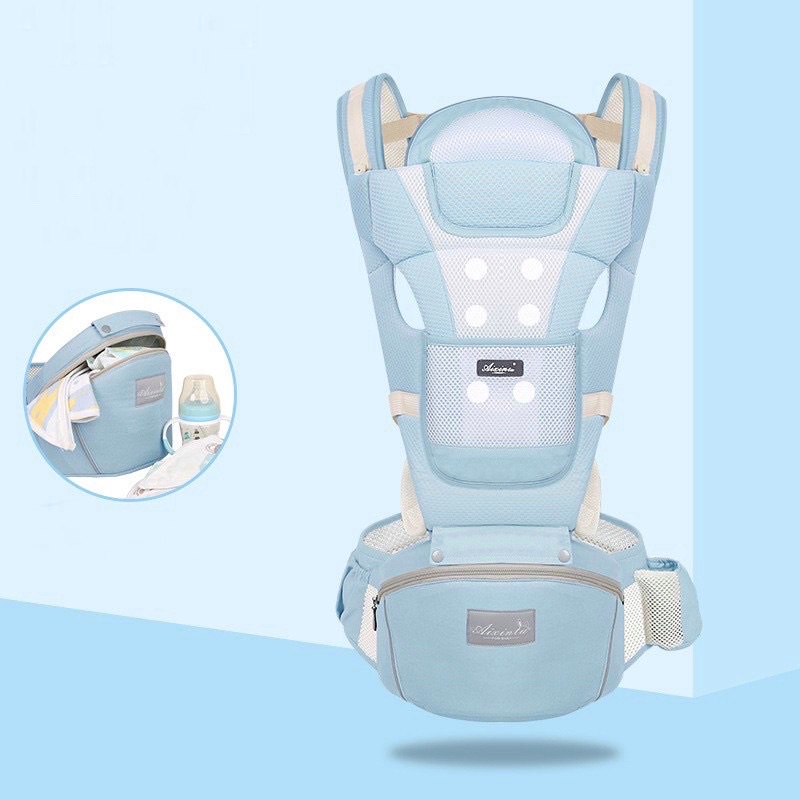 Địu em bé, địu 6 tư thế cho bé thoáng khí đa năng có ghế ngồi, chống gù an toàn cho bé từ 0 đến 36 tháng.