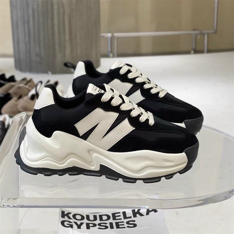 [Sẵn- hàng đẹp]Giày nữ, giày sneaker da lộn phong cách, giày thể thao nữ chữ N hót hít