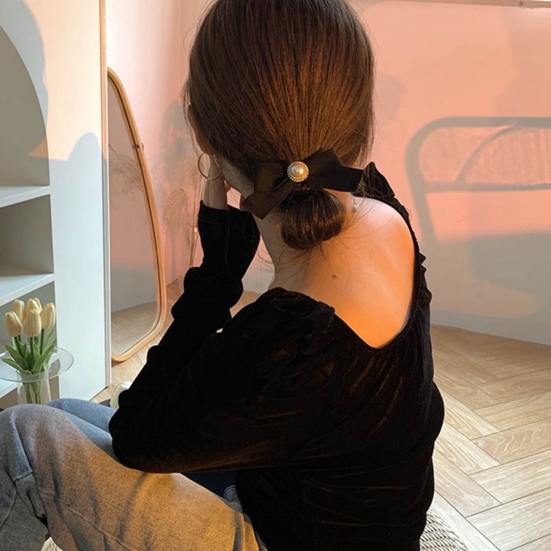 Cột tóc dây buộc tóc nơ lụa ruy băng đính center C11