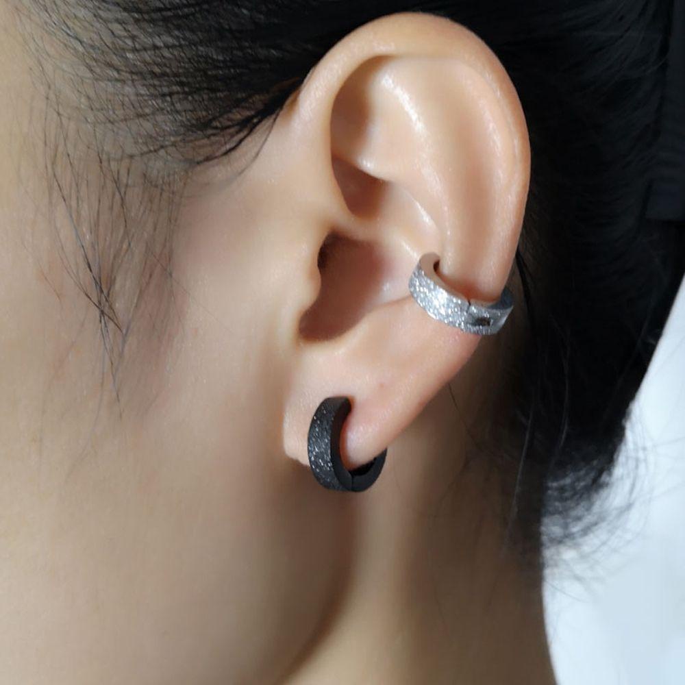 Khuyên Tai Dạng Kẹp VANES1 Bằng Thép Không Gỉ Họa Tiết Hình Học Cá Tính Cho Nam Và Nữ