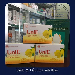Uni E (UniE) vitamin E 400IU & Dầu hoa anh thảo (Hộp 30 viên)