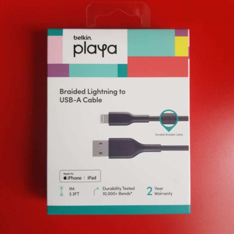 2 Dây sạc IPhone MFI Belkin Playa 1m + 2m sạc nhanh cho IPhone 6 7 8 X Xs Max 11 Pro Max IPad - Chính hãng