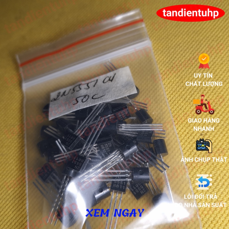 50 CHIẾC 2N5401 TO-92 PNP - 2N5551 TO-92 NPN CHÂN ĐỒNG  / CHÂN SẮT ,150V/0.6A