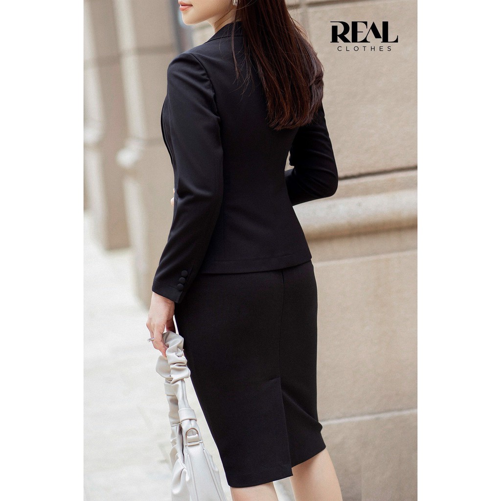 Blazer ngắn tay dài đen_REAL
