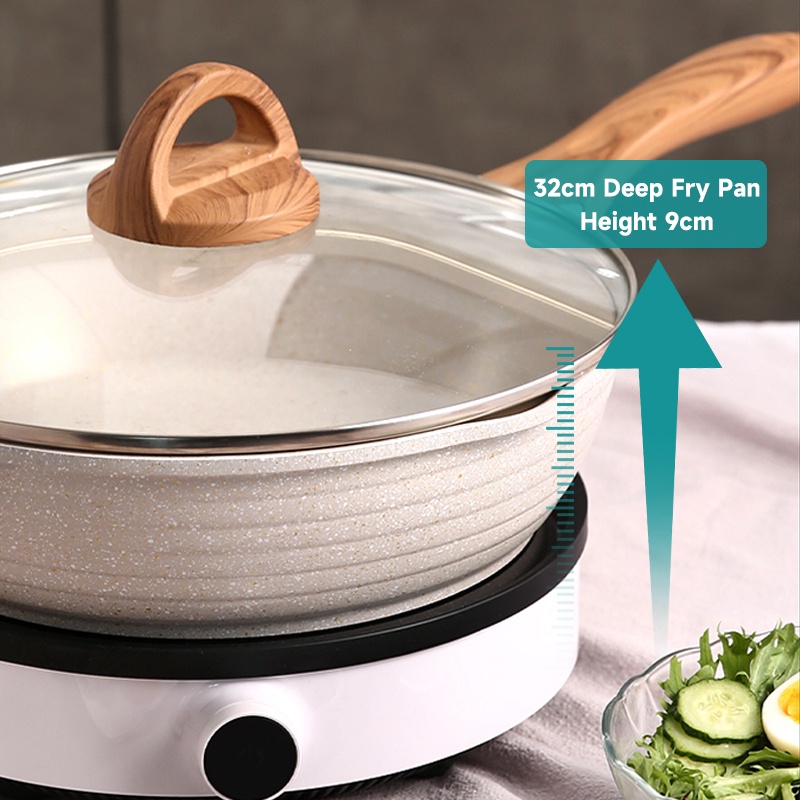 24/28/32cm Chảo sâu lòng đáy từ miệng rót JEETEE , thiết kế sang trọng, 2 miệng rót tiện lợi