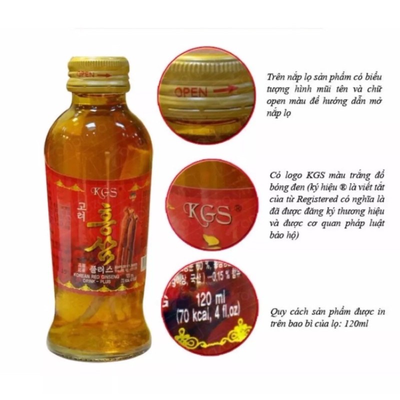 NƯỚC HỒNG SÂM CÓ CỦ KGS HÀN QUỐC 8 CHAI X 120 ml, NƯỚC HỒNG SÂM PLUS, PP SÂM YẾN 3A