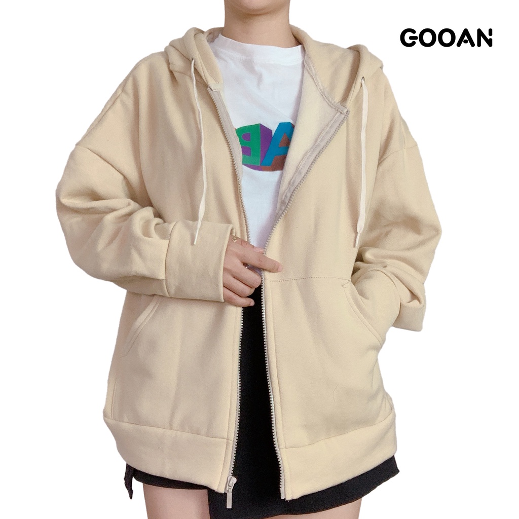 Áo khoác chống nắng nỉ bông nữ đẹp trơn form rộng basic ulzzang unisex - Gooan