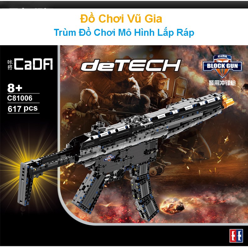 [Hàng Chính Hãng] Bộ Đồ Chơi Xếp Hình CaDA deTECH C81006 Lắp Ráp Kiểu LEGO Mô Hình PUBG Súng MP5 Với 617 Mảnh Ghép