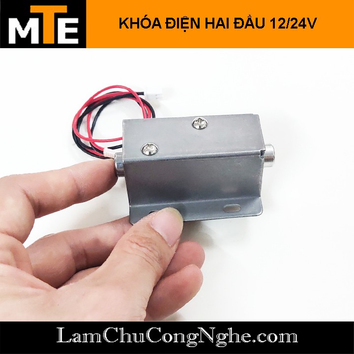 Khóa điện 2 đầu chốt tròn 12-24V