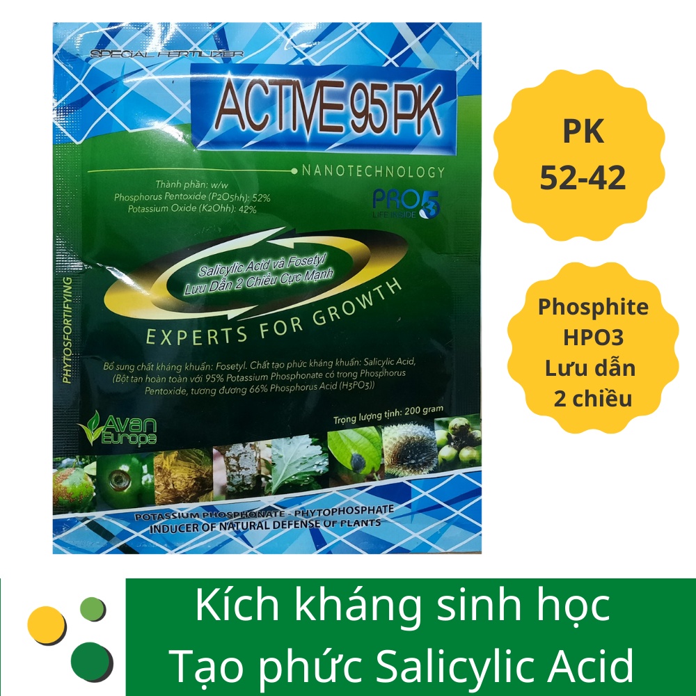 Phân bón hỗn hợp Active 95PK 52-42 gói 200gram kích kháng sinh học cây trồng bổ sung Salicylic Acid dạng phức
