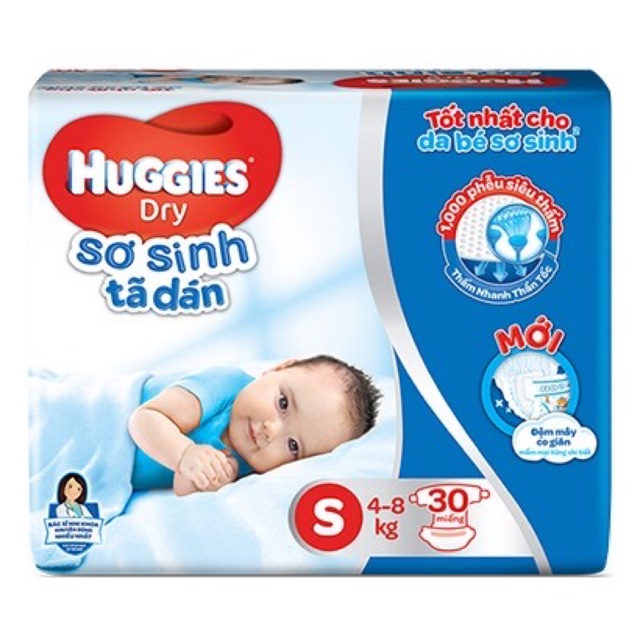 Tã dán sơ sinh Huggies S30 (4-8kg)