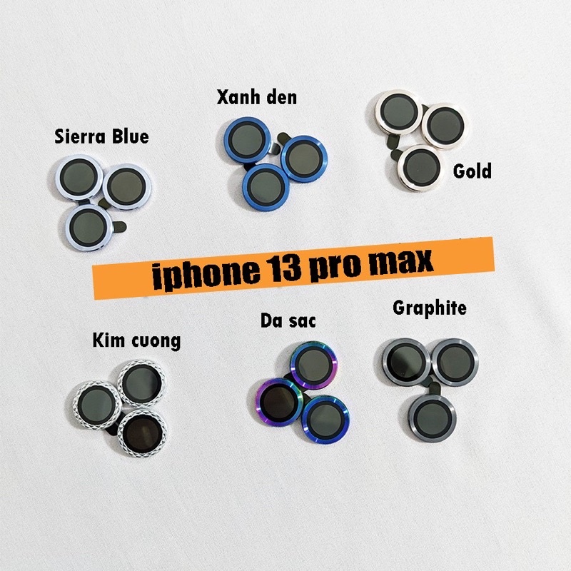 Bộ 3 mắt bảo vệ camera iPhone 14 pro max / 14 pro / 14 /13 pro max 13 pro 13 13 mini nhiều màu