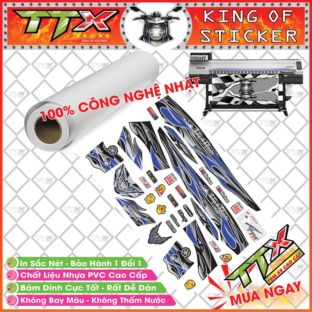 Tem Xe Sirius Đen Xanh GP - Tem Sirius Lửa Xanh GP Siêu Đẹp - Mẫu Team Sirius Xanh GP Đen