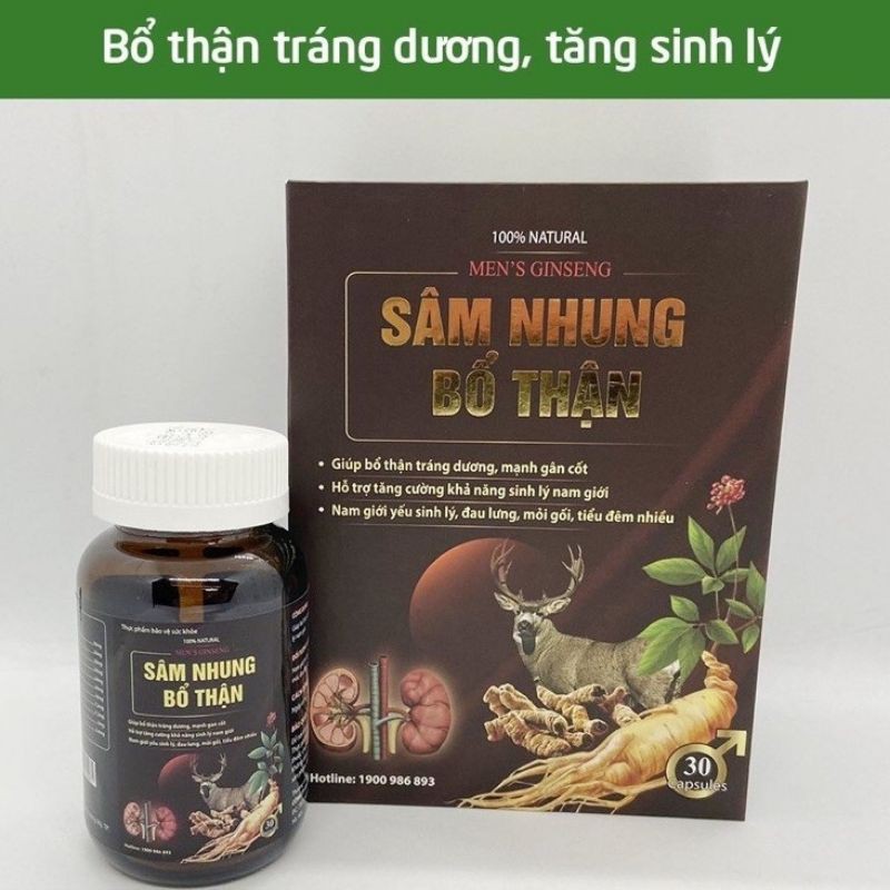 Viên uống Tăng Cường Sinh Lý Nam, Sâm Nhung Bổ Thận giảm đau lưng, mỏi gối, tiểu đêm nhiều - Hộp 30 viên