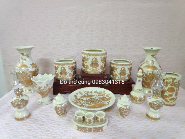 Bộ đồ thờ sen vàng kim BÁT TRÀNG