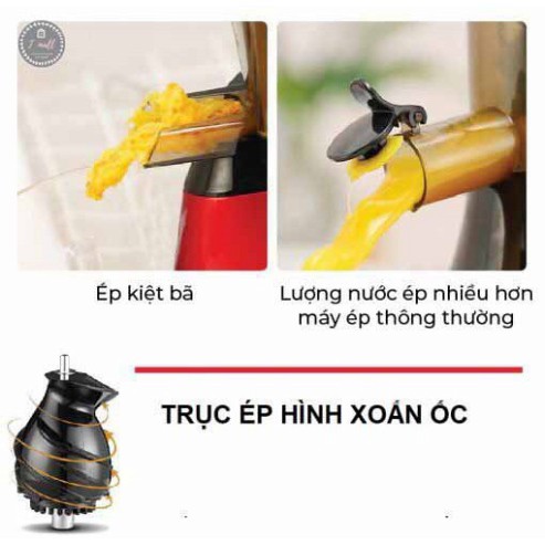 Máy ép chậm trái cây Rapido RSJ150 - Ép hoa quả, ép rau củ, kệt bã, công nghệ Đức - Bảo hành 12 tháng