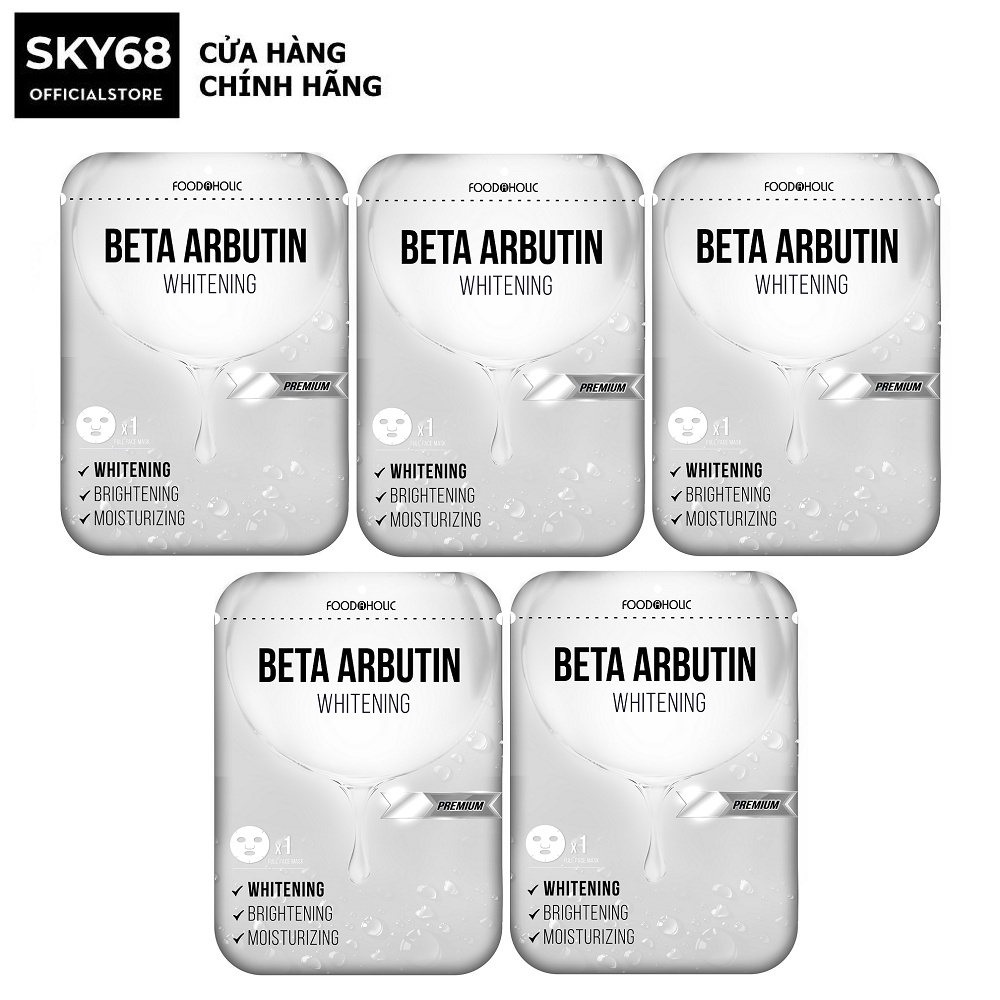 Combo 5 Mặt nạ giúp dưỡng trắng, làm đều màu da Foodaholic Beta Arbutin Whitening Mask 23ml x 5 - BETA ARBUTIN