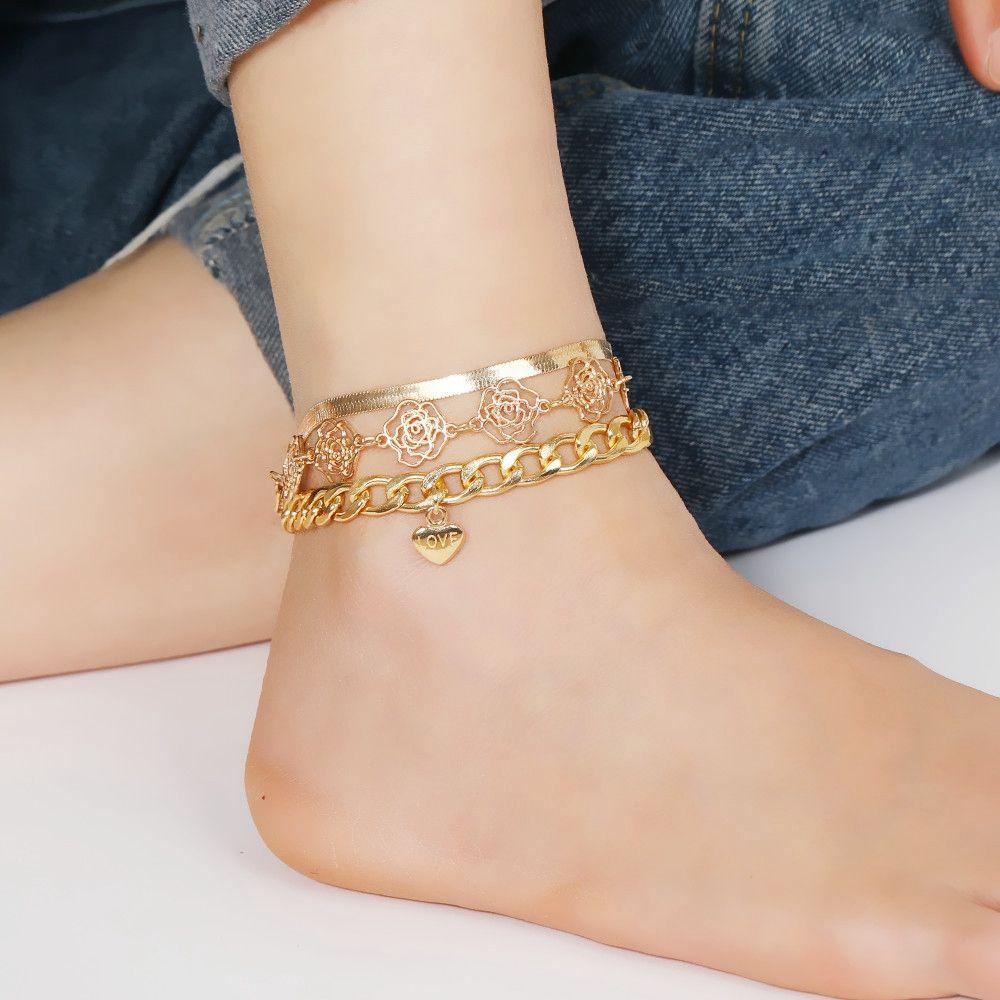 Lắc Chân Nhiều Lớp Đính Hạt Thời Trang Mùa Hè Cho Nữ