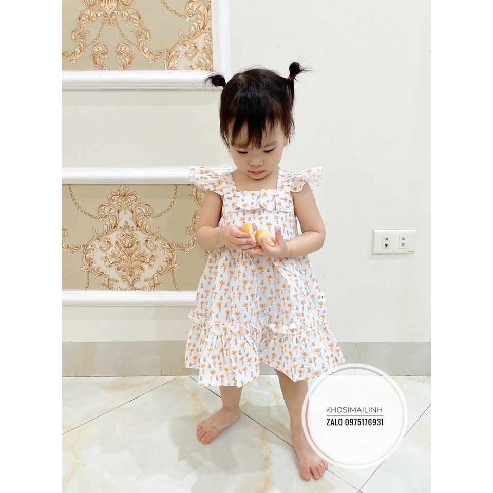 Đầm trẻ em cánh tiên trăng hoa nhí chất thô đũi - D001
