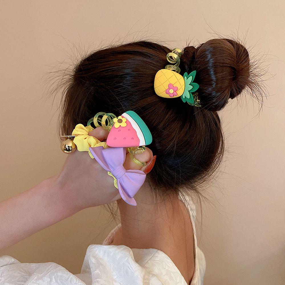 TWINKLE Dây Buộc Tóc Lò Xo Bằng Nhựa Kẽm Đính Nơ Thời Trang Cổ Điển Cho Nữ