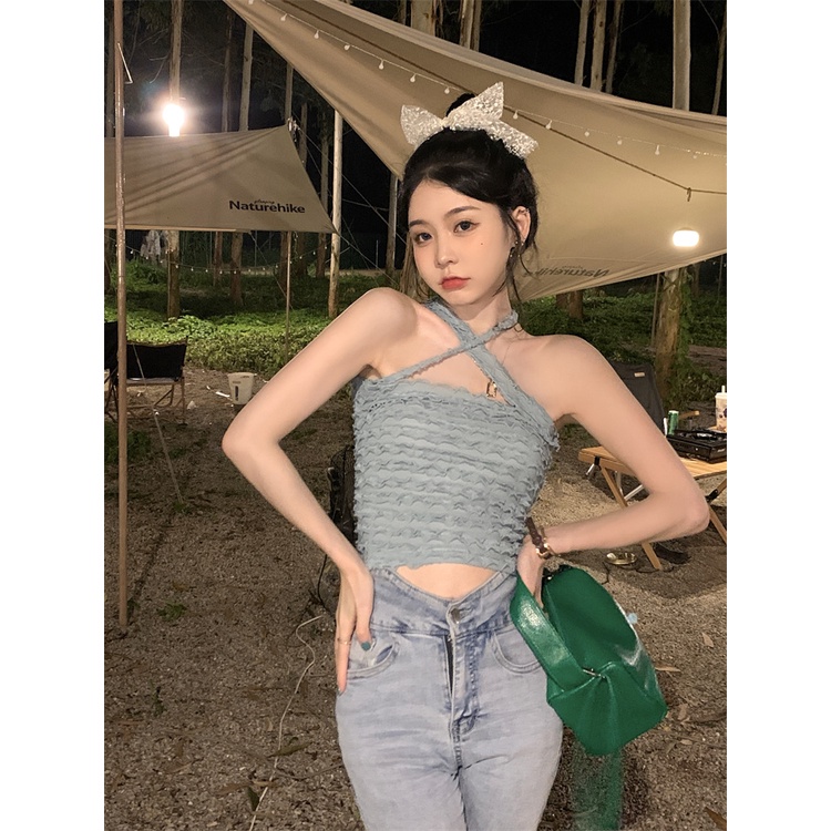 Cocory vn Áo croptop thiết kế sát nách thời trang mùa hè quyến rũ cho nữ