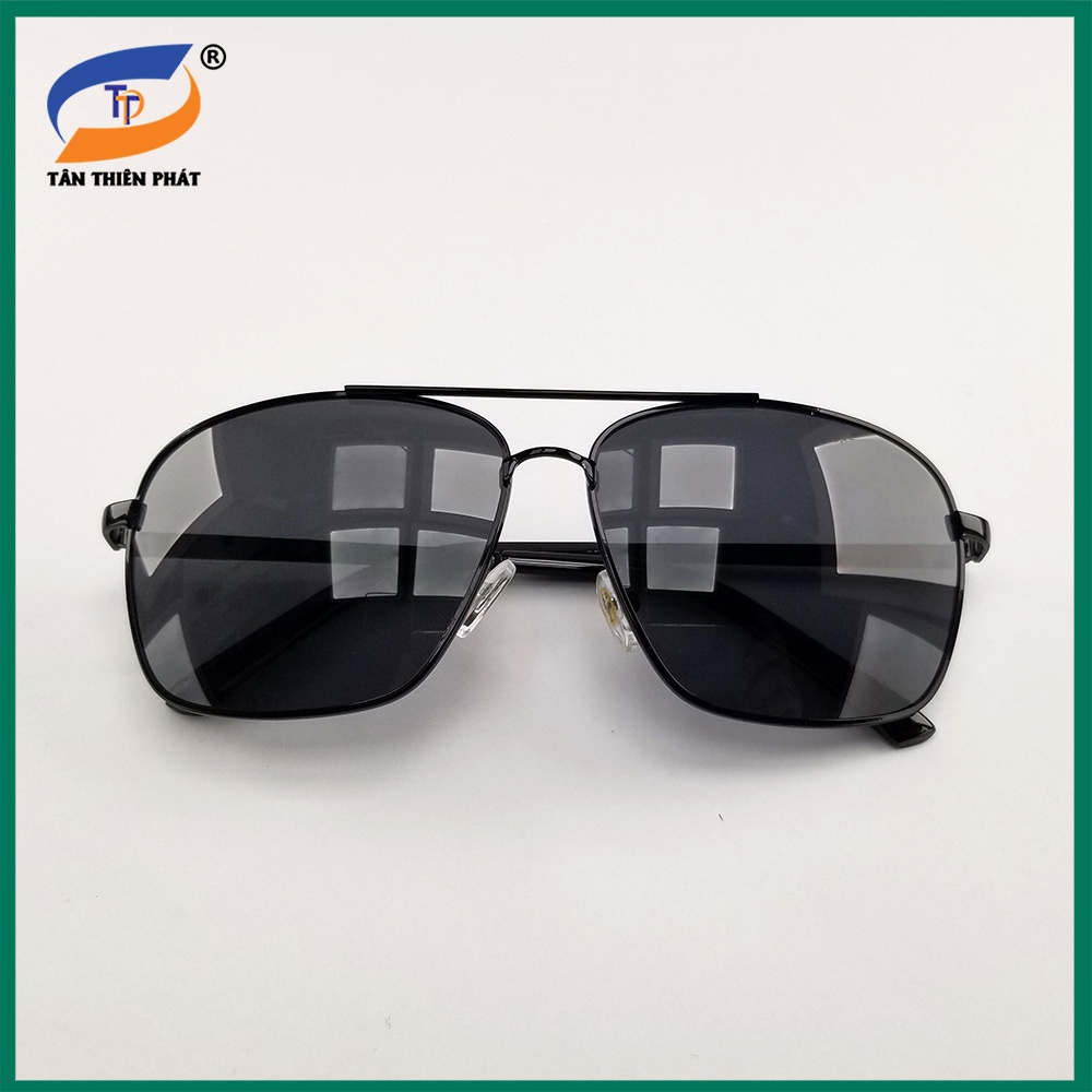 Mắt kính mát nam form chữ nhật màu đen viền vàng 5807. Tròng kính Polarized phân cực chống nắng, chống bụi, tia UV
