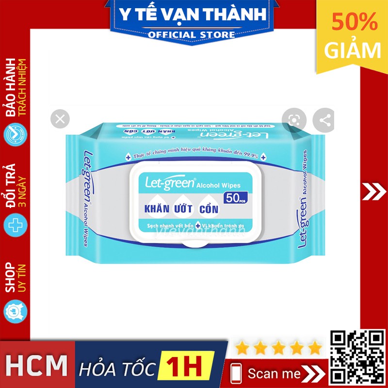 ✅ [CHÍNH HÃNG] Khăn Ướt Tẩm Cồn- Letgreen - VT0809 | Y Tế Vạn Thành