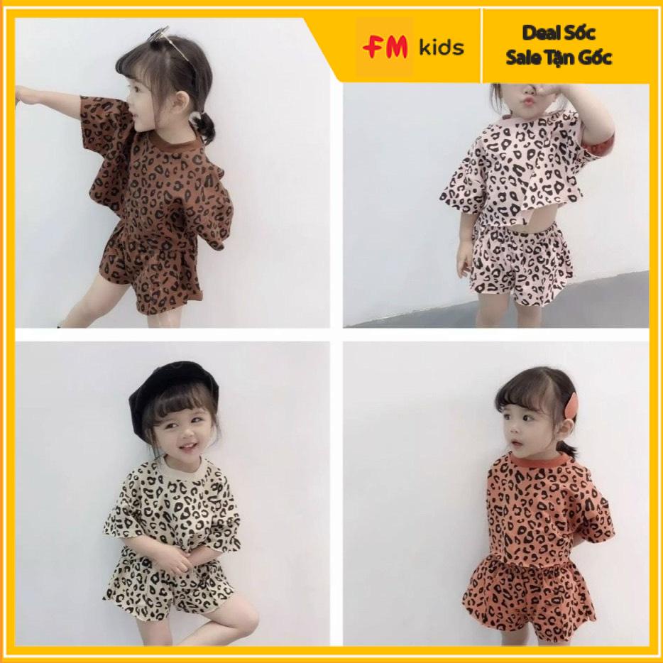 Đồ bộ bé gái Fmstyle chất vải thun cotton cánh tay dơi phong cách hàn quốc in hình da báo đủ màu 3-6 tuổi-220301002