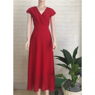 ĐẦM MAXI CỔ V TAY CON - YB221003