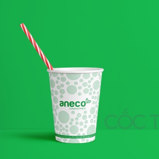 Set 50 cốc giấy dạng lốc ANECO phân hủy sinh học - Không nhựa 100% - Bảo vệ môi trường