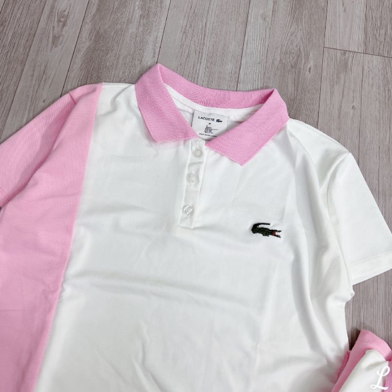 Áo polo hồng phối màu cho nữ