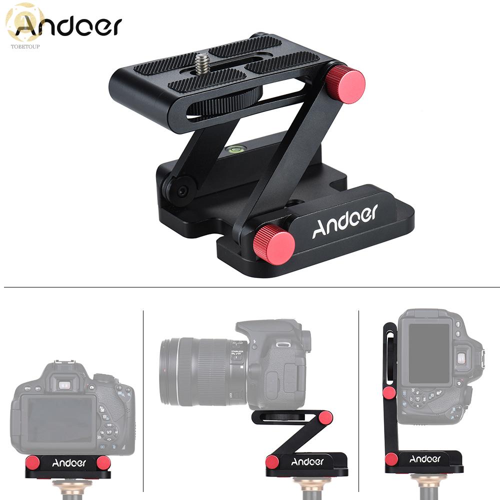 Shipped within 12 hours】 Andoer New Z-shaped Aluminum Alloy Foldable Camera Camcorder Desktop Holder Quick Release Plate Tilt Head for Nikon Canon Sony Pentax DSLR Camera Video Track Slider Tripod Film Making Macrophotography Tilt Head [TO]