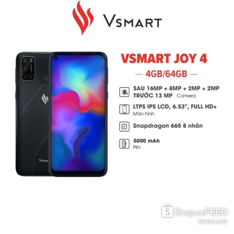 Điện thoại Vsmart Joy 4 4gb/64gb hàng mới chính hãng