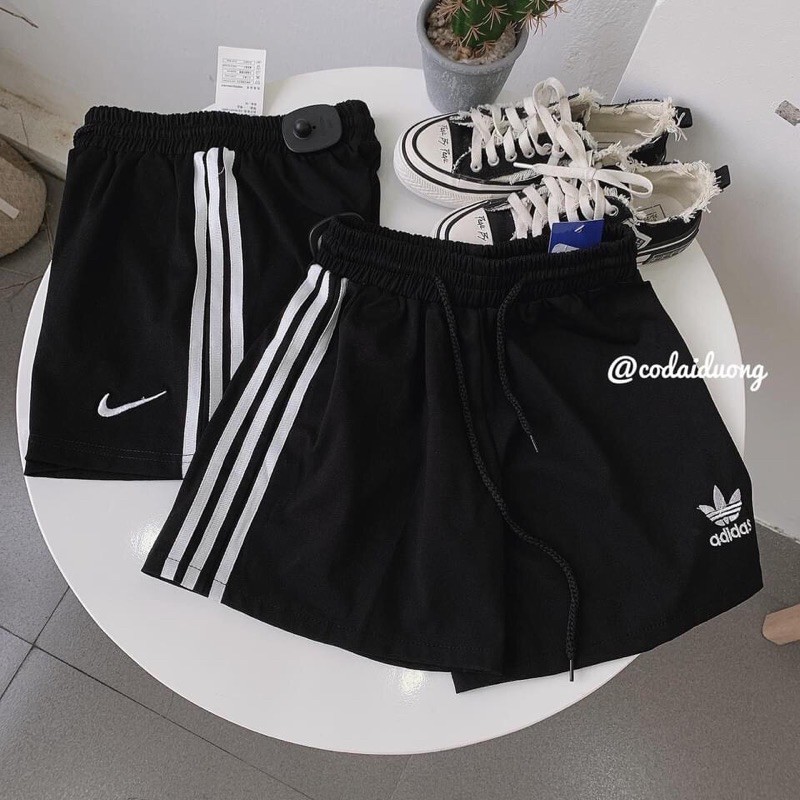 Quần Shorts 3 Sọc Nhiều Màu Unisex, Quần Đùi Nữ Thể Thao