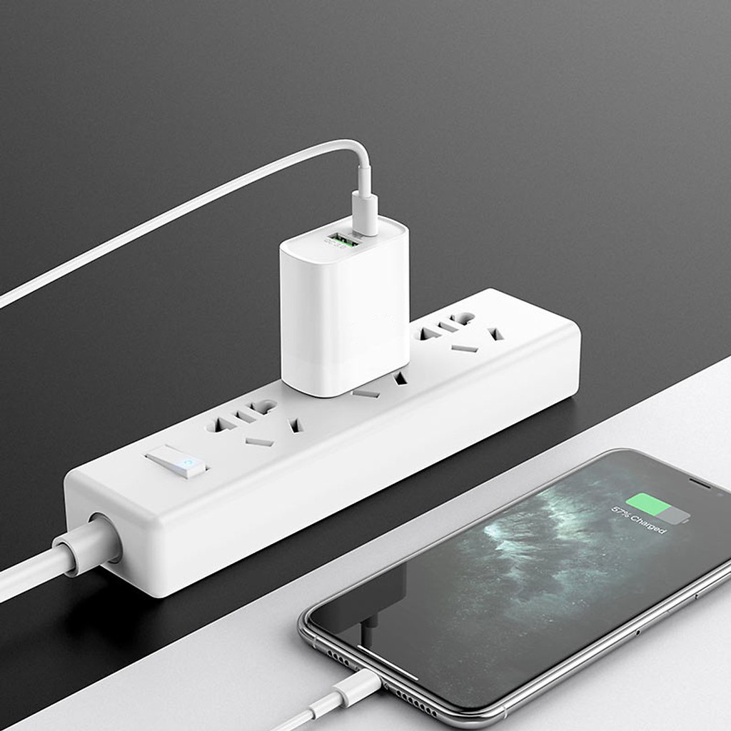 Bộ Sạc Nhanh 20W 13 Pro Max 12 Pro Max Hoco C80, 2 Cổng USB + Type C Chân Cắm Type C to L Dài 1m Cho Điện Thoại