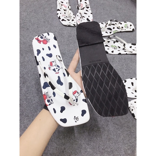 DÉP KẸP BÒ SỮA, DÉP KẸP MŨI VUÔNG IN HOẠT HÌNH